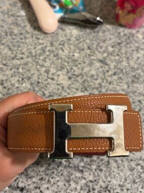 Hermes Brown Leather H Buckle Belt